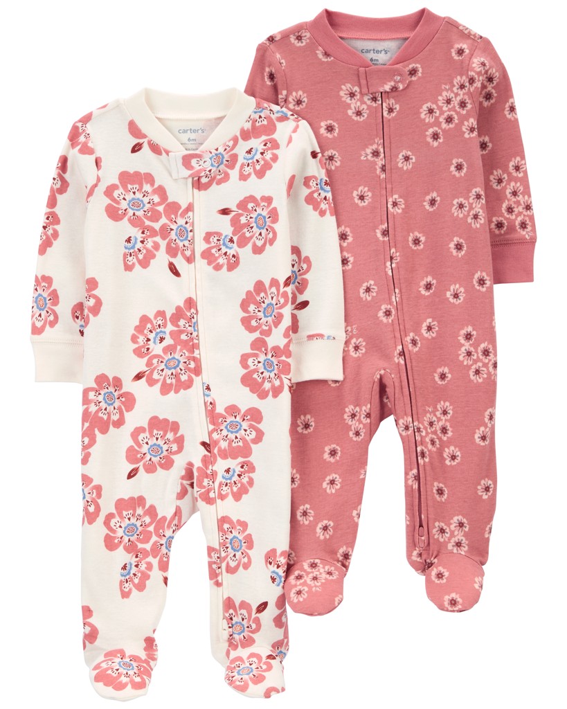 CARTER'S Overal na zips Sleep&Play Pink/Ivory Floral dievča 2ks 9m/ veľ. 74