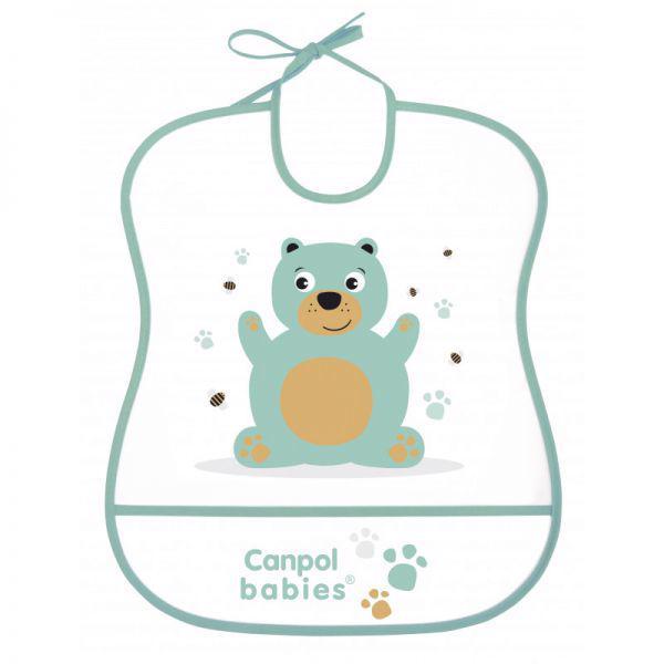 CANPOL BABIES Plastový bryndák měkký Cute Animals medvídek