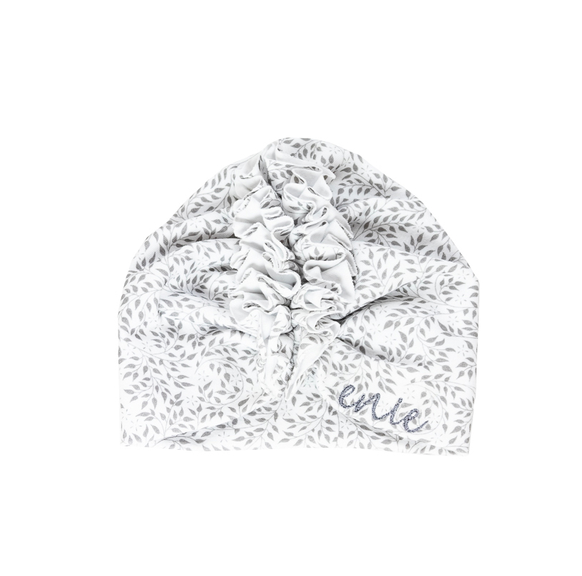 ENIE BABY Čiapka detská turban Grey Leaves Uni 3-6m