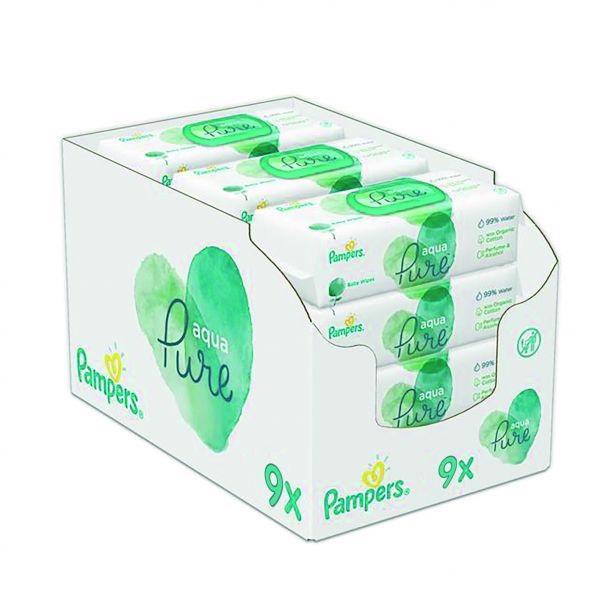 Obrázok PAMPERS Aqua Pure vlhčené obrúsky 9 x 48 ks