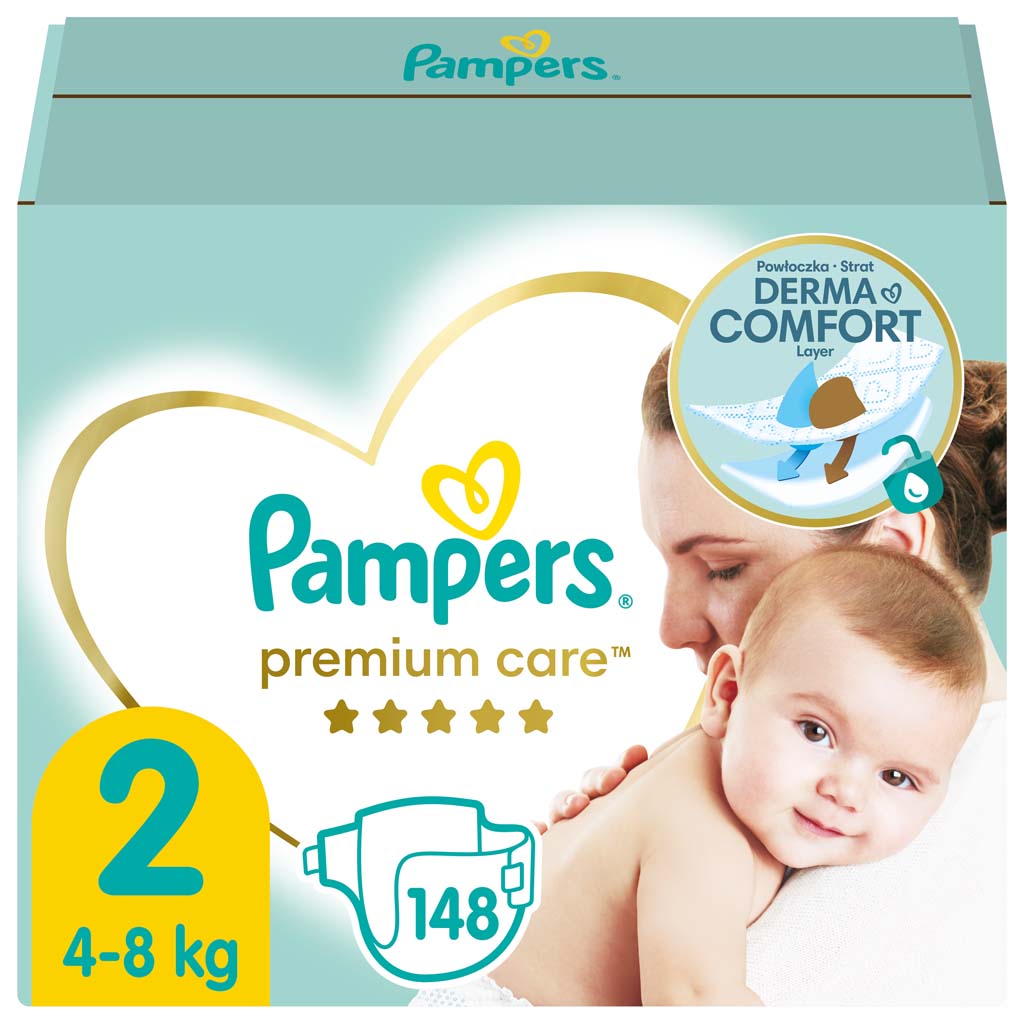PAMPERS Premium Care jednorazové plienky veľ. 2, 148 ks, 4-8 kg