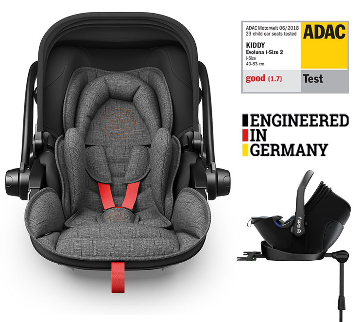 KIDDY Autosedačka Evoluna i-size 2 + Isofix základňa 40-83 cm Grey Mel.-Hot Red