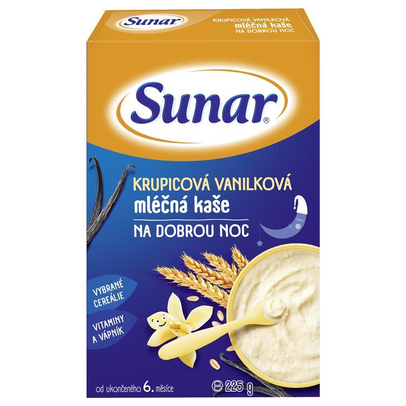 SUNAR Kaša mliečna krupicová na dobrú noc vanilková 225 g
