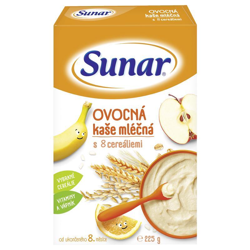 Obrázok Sunarka Ovocná kašička mliečna s 8 cereáliami 225g