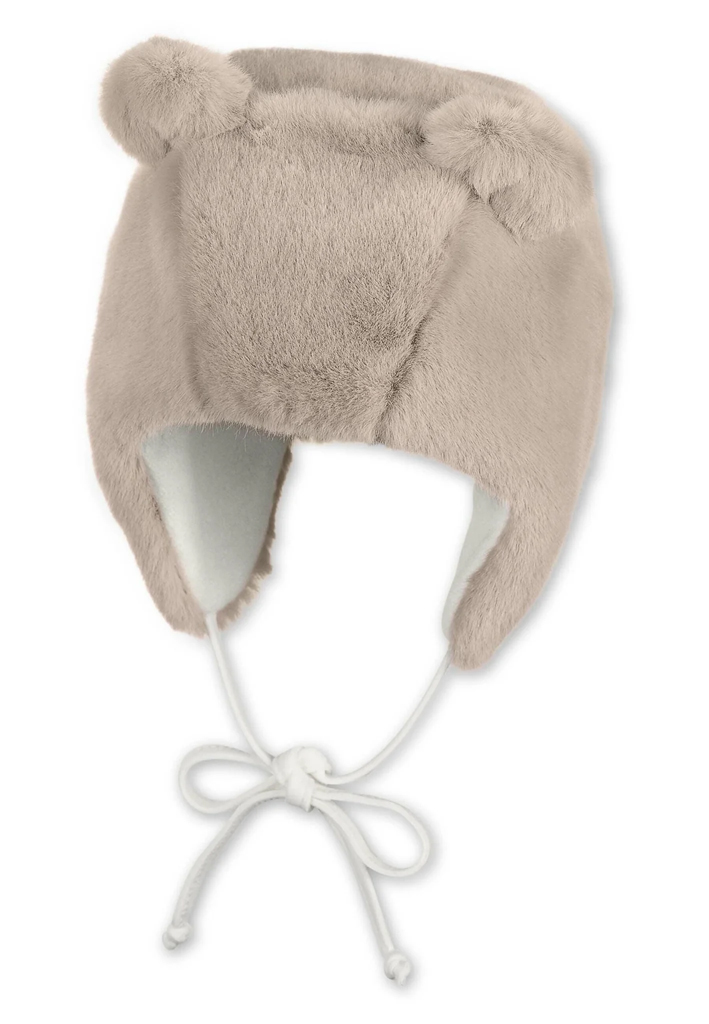 STERNTALER Čiapka zimná kožušina s uškami na zaväzovanie beige uni  veľ. 47 cm- 9-12 m