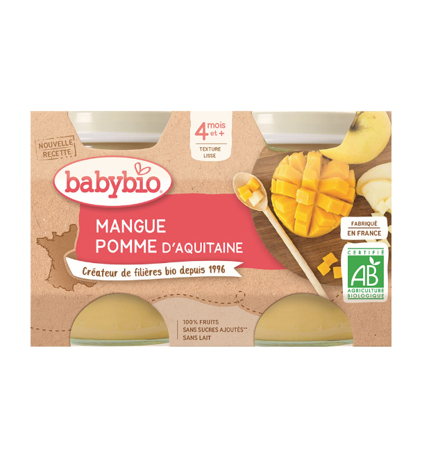 BABYBIO Príkrm jablko mango (2x 130 g)