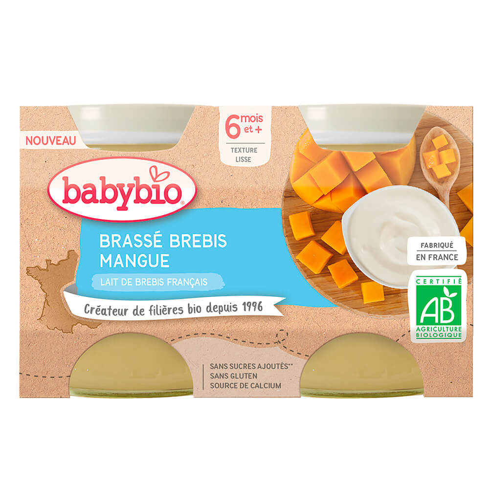 BABYBIO Brassé z ovčieho mlieka mango 2x130 g