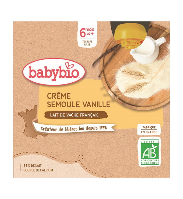 BABYBIO Kapsička krém, vanilka, krupička 4x 85 g
