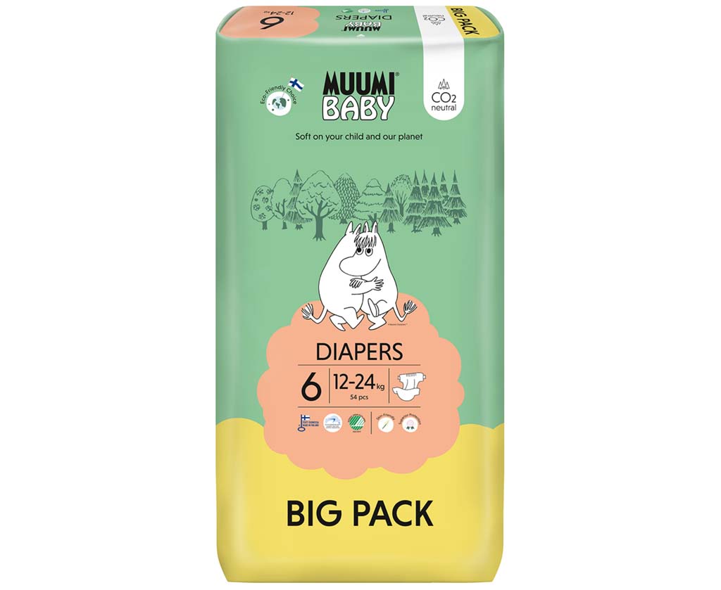 MUUMI Baby Plienky jednorazové 6 (12-24 kg) 54 ks - BIG PACK