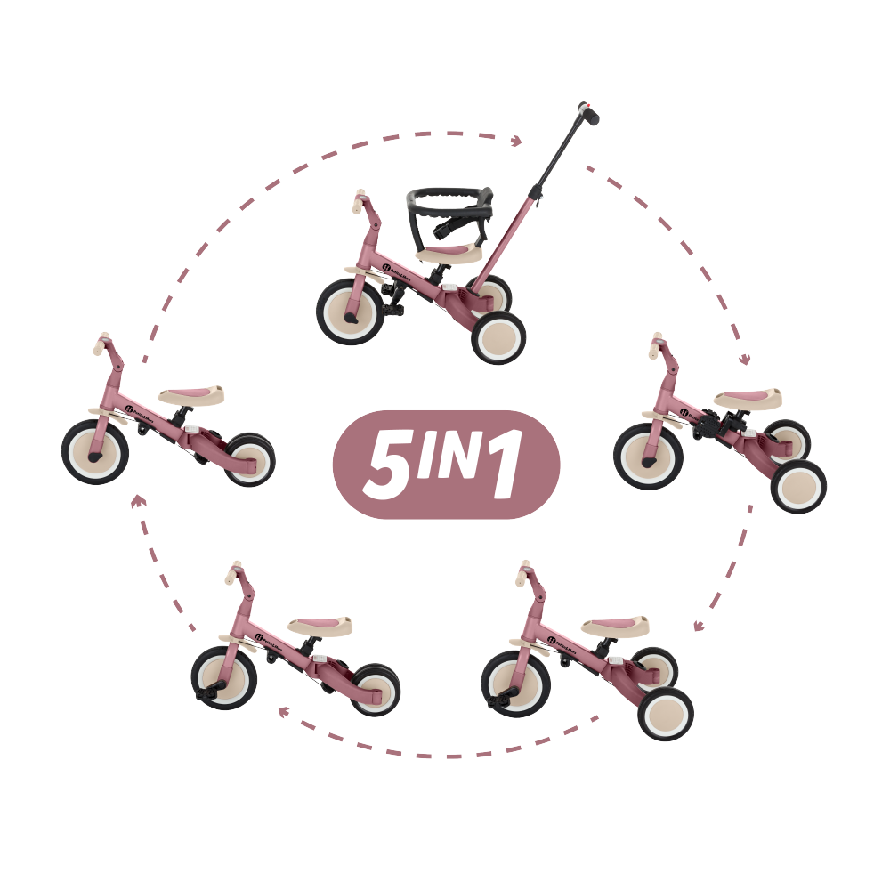 Petite&Mars Turbo Dusty Rose multifunkciós tricikli Pink Meadow virágmintás kollekcióban