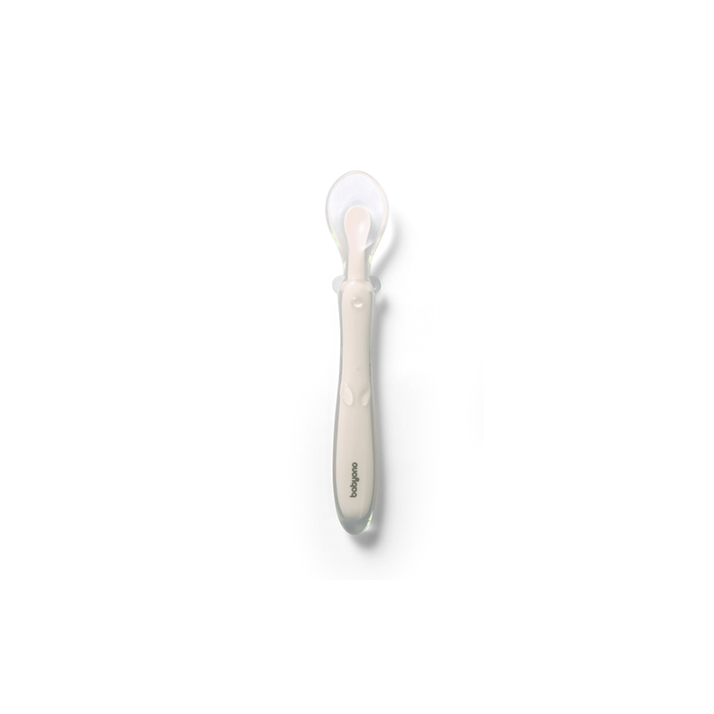 BABYONO Lyžička silikónová - beige 6m+