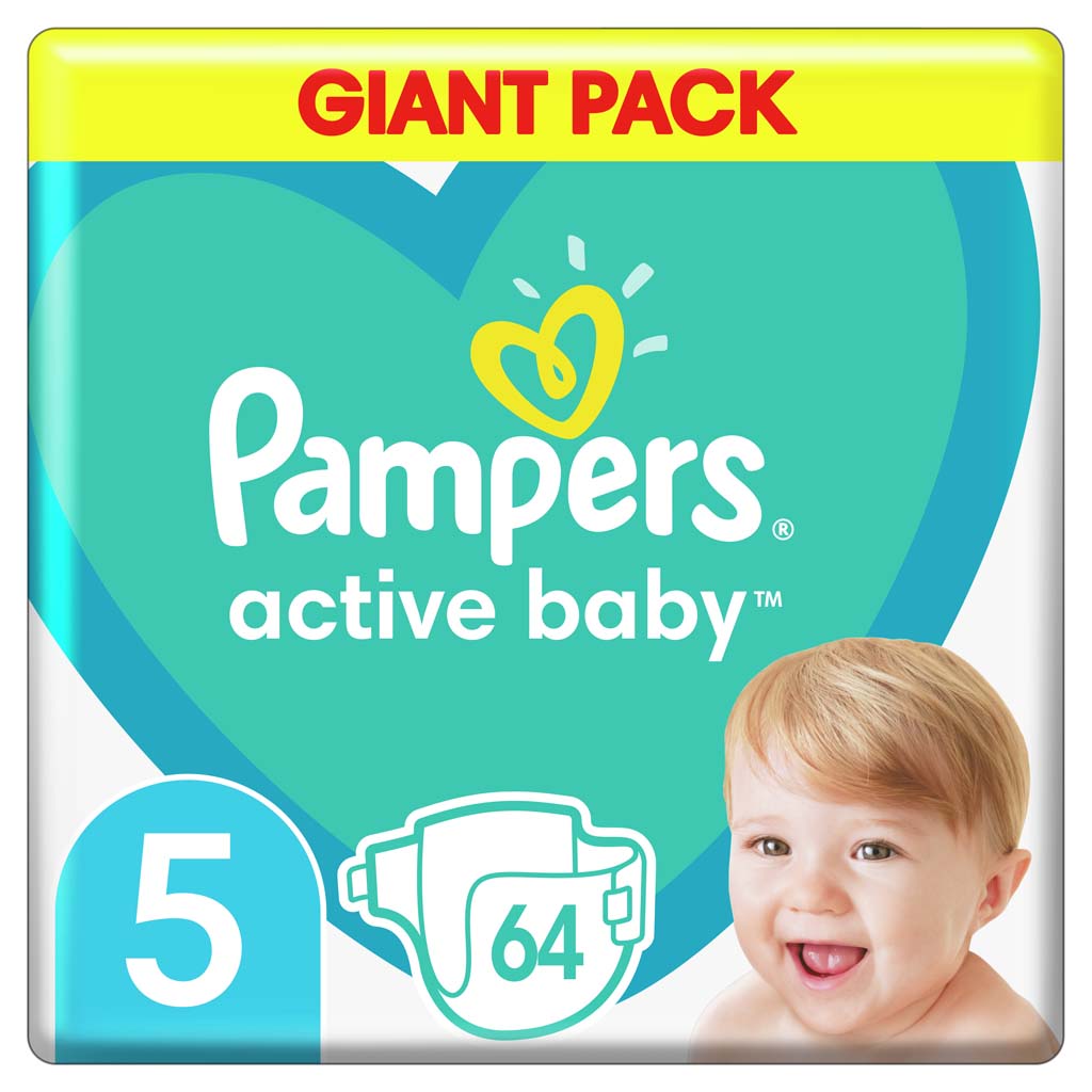 PAMPERS Active Baby jednorazové plienky veľ. 5, 64 ks, 11-16 kg