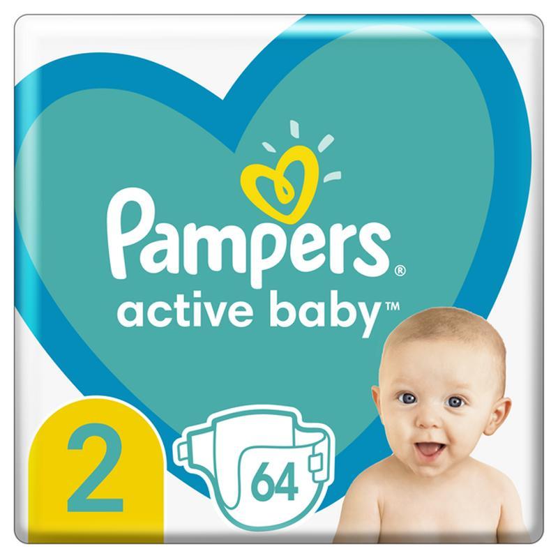 PAMPERS Active Baby jednorazové plienky veľ. 2, 64 ks, 4-8 kg