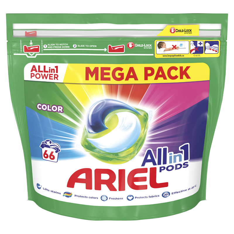 ARIEL All-in-1 PODS Color Kapsuly gélové na pranie, 66 praní