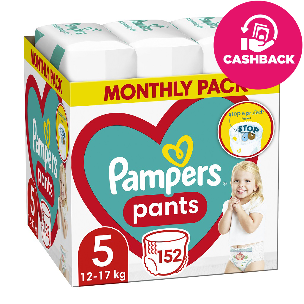 PAMPERS Activ Baby-Dry Pants Nohavičky plienkové jednorazové 5 (11-18 kg) 152 ks - MESAČNÁ ZÁSOBA