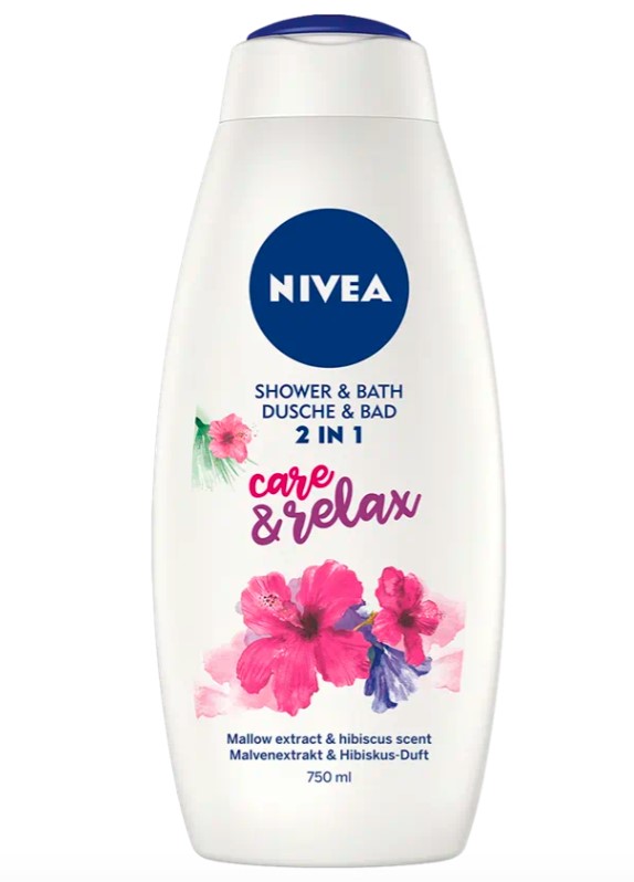 NIVEA Gél sprchovací a pena do kúpeľa Care&Relax 750 ml