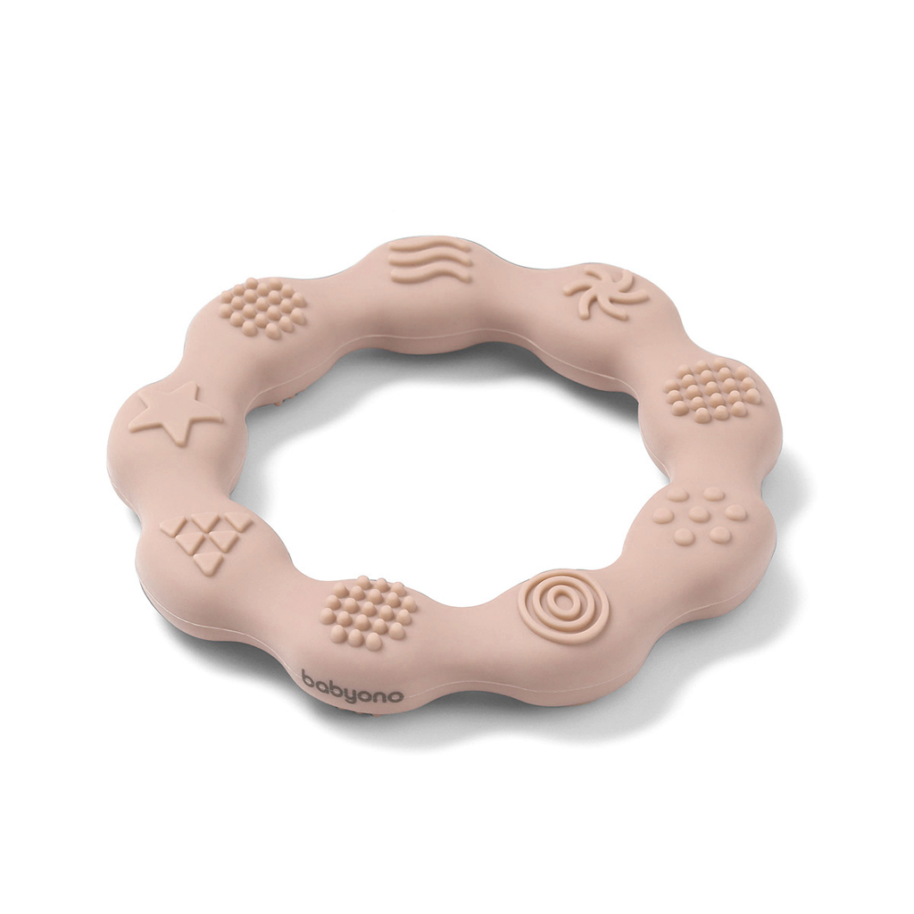 Babyono beige szilikon rágóka karika forma