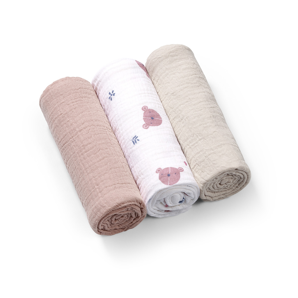 BABYONO Pleny mušelínové Super Soft 3 ks, Grey 70 x 70 cm