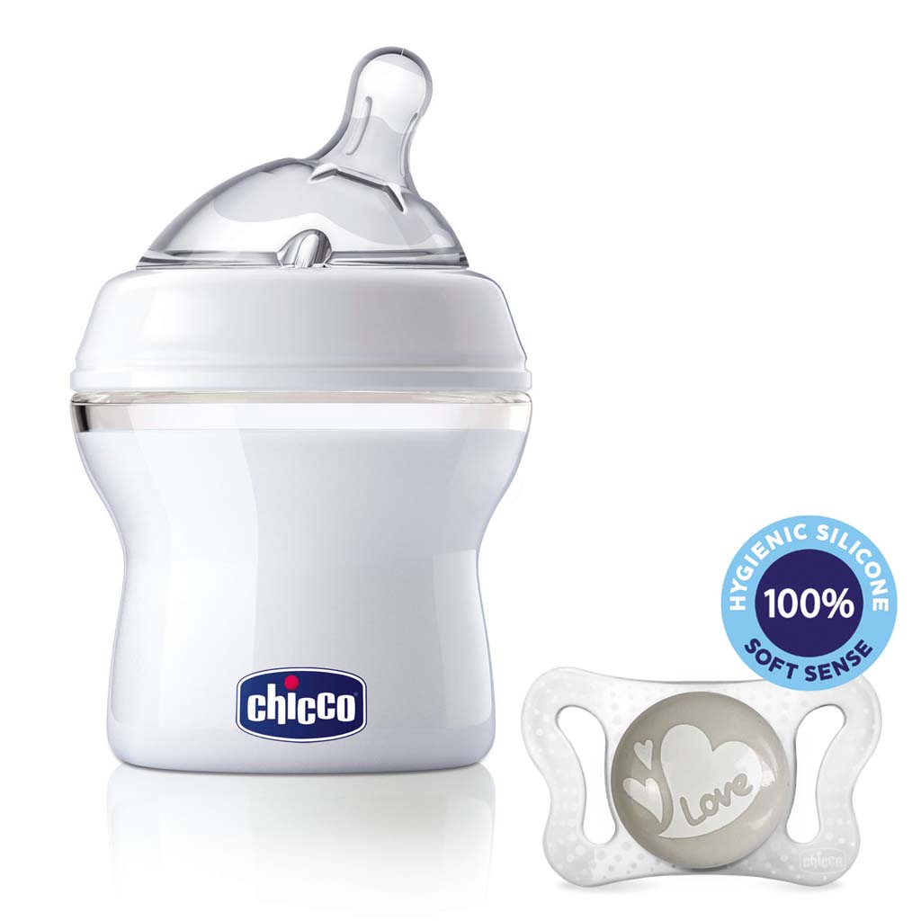 CHICCO Fľaša dojčenská Natural Feeling 150 ml, neutral 0m + vzorka Cumlík Physio Micro 0-2m