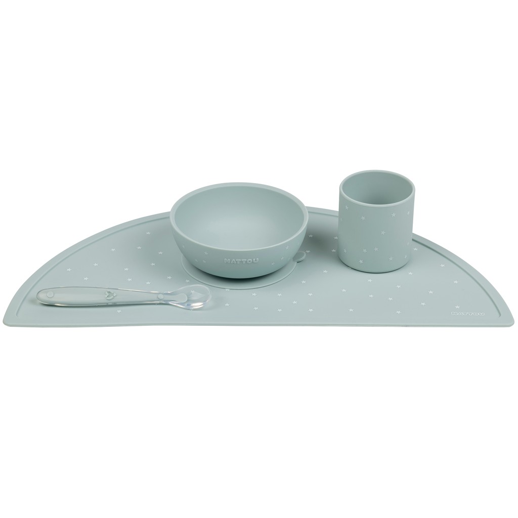 NATTOU Set jídelní silikonový 4 ks, green