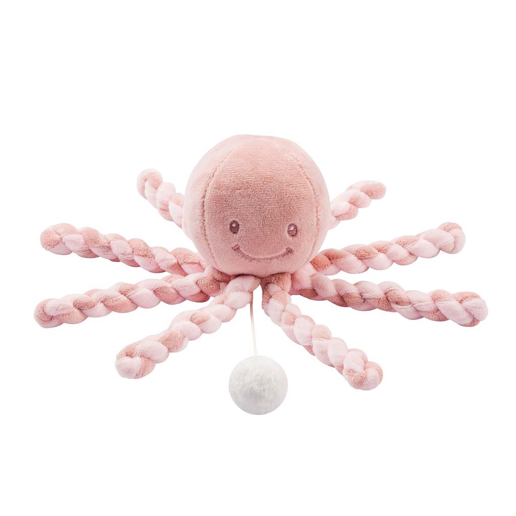 NATTOU První hrající hračka pro miminka chobotnička PIU PIU Lapidou old pink / light pink 0m +