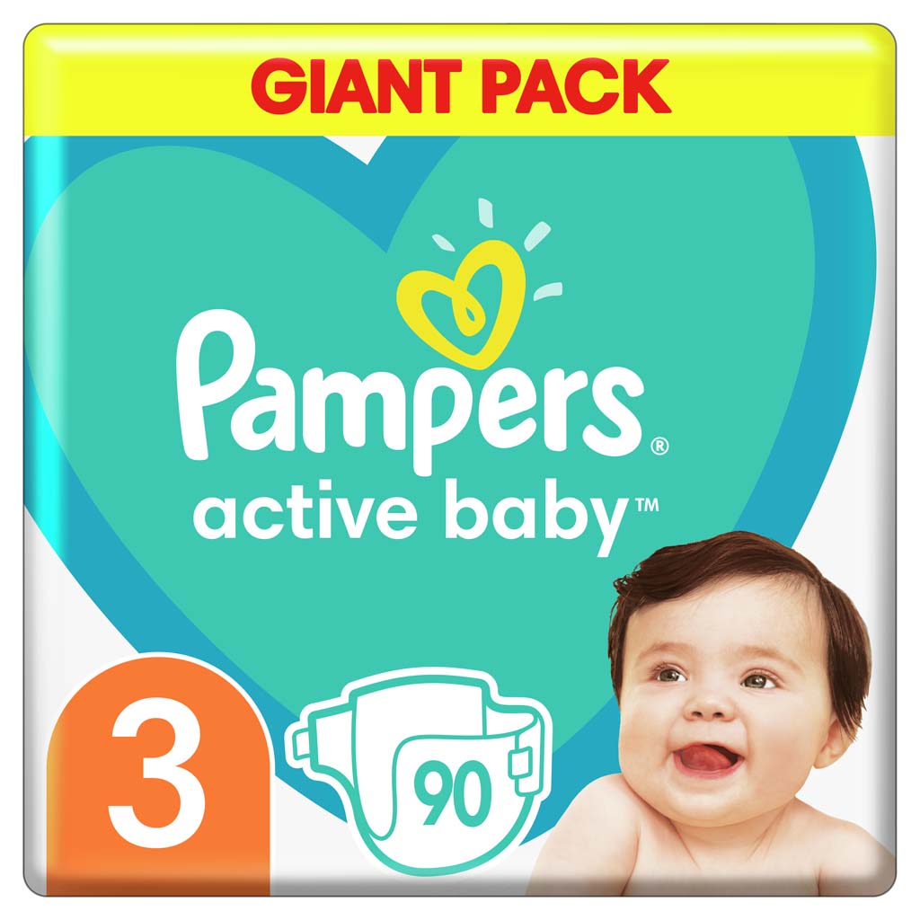 PAMPERS Active Baby Plienky jednorazové 3 (6-10 kg) 90 ks - GIANT PACK