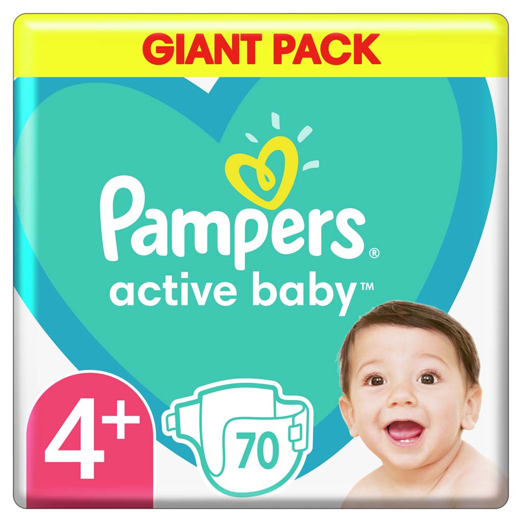 PAMPERS Active Baby 4+ (10-15 kg) 70 ks GIANT PACK – jednorazové plienky