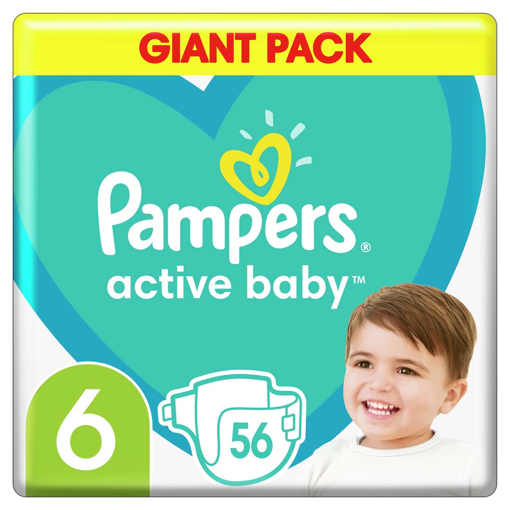 PAMPERS Active Baby 6 (13-18 kg) 56 ks GIANT PACK – jednorazové plienky