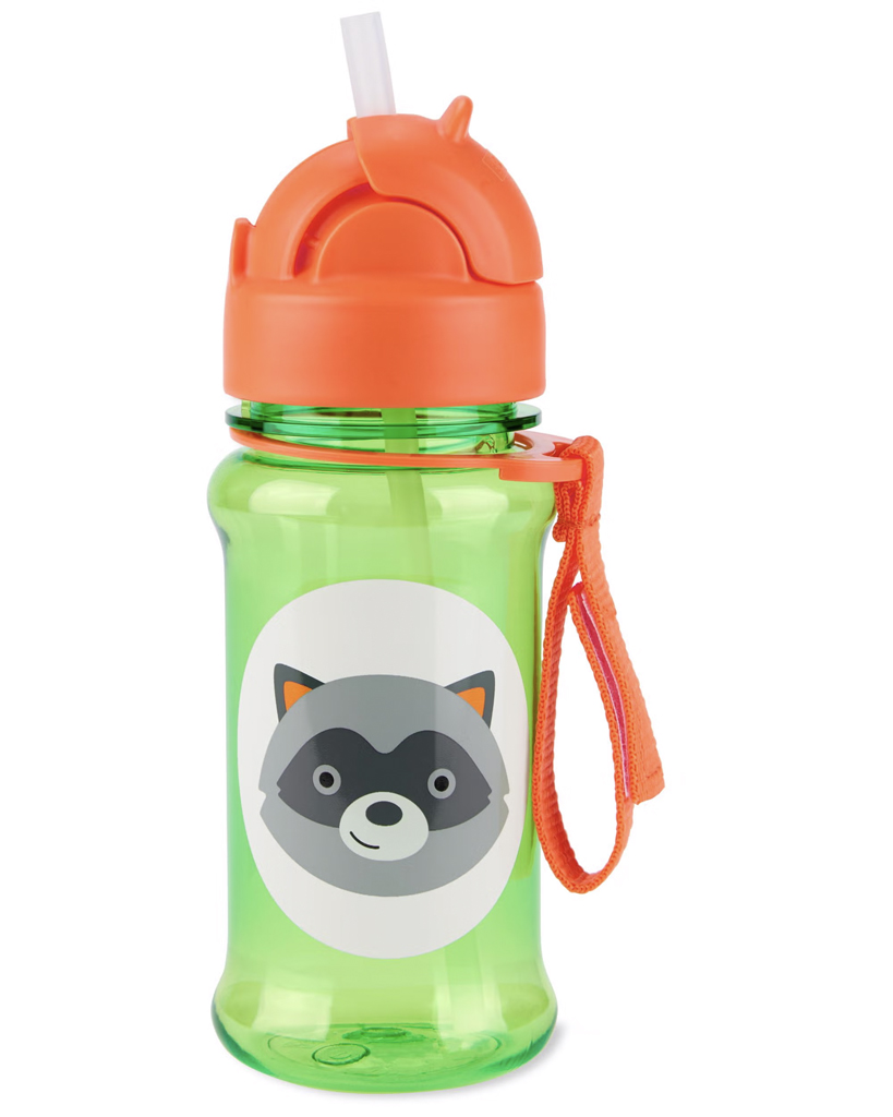 Skip Hop Zoo Tritán kulacs szívószállal 355ml Mosómedve minta