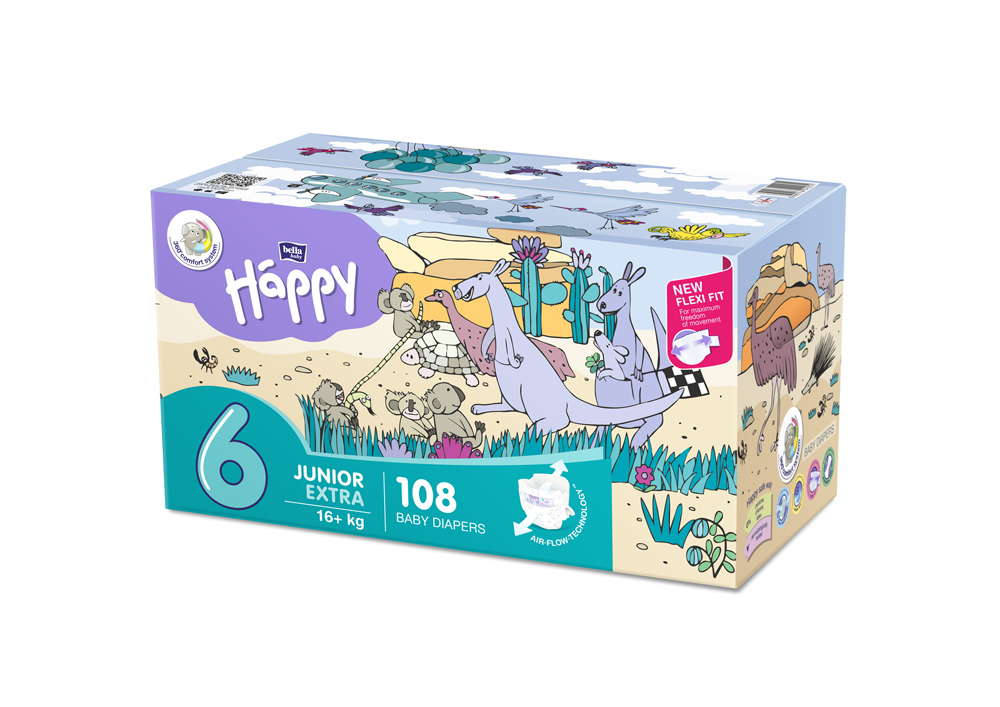 Obrázok BELLA HAPPY Junior 6 Big TOY BOX (16+ kg), 108 ks – jednorázové plienky