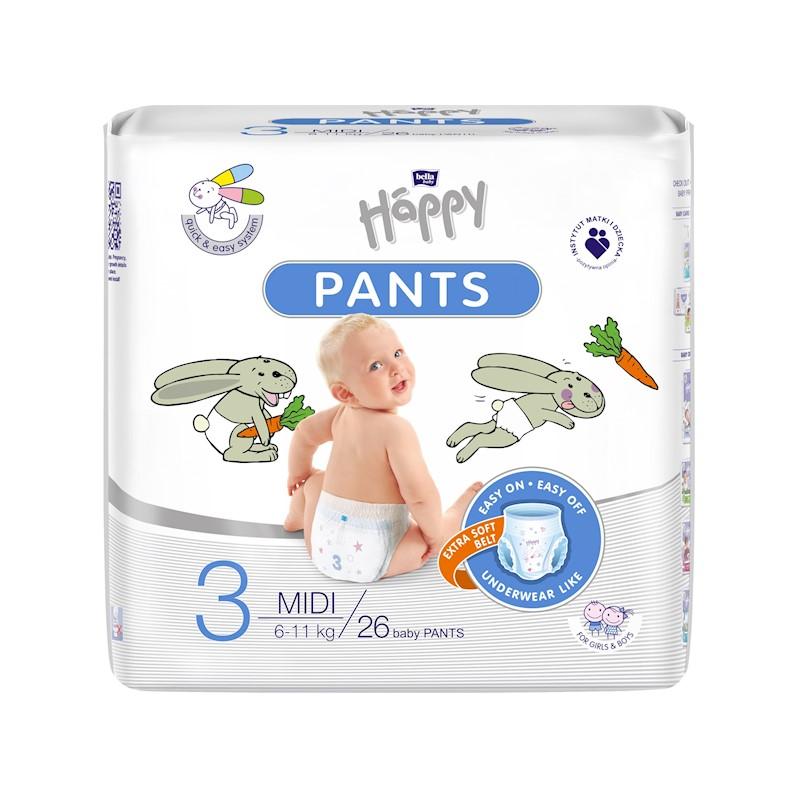 BELLA HAPPY Pants Midi detské plienkové nohavičky (6-11 kg) 26 ks