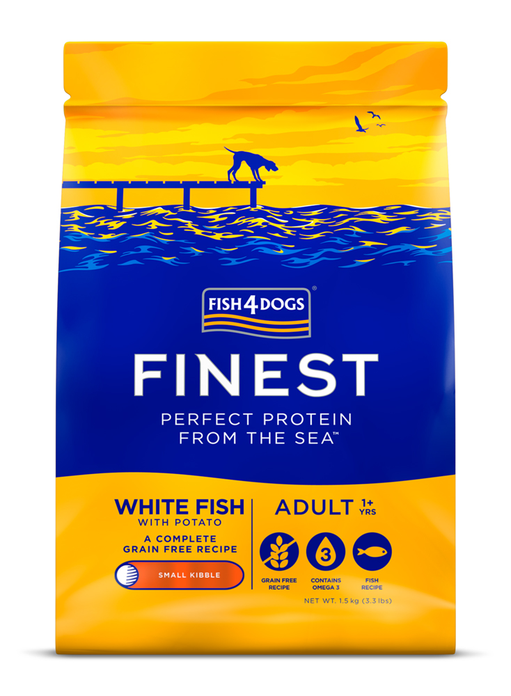 FISH4DOGS Granule malé pre dospelých psov Finest biela ryba so zemiakmi 1,5kg, 1+