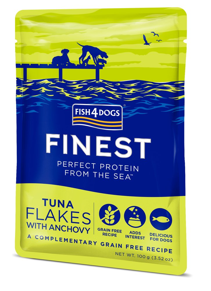 FISH4DOGS Kapsička pre psov Finest tuniakové kúsky s ančovičkami 100g