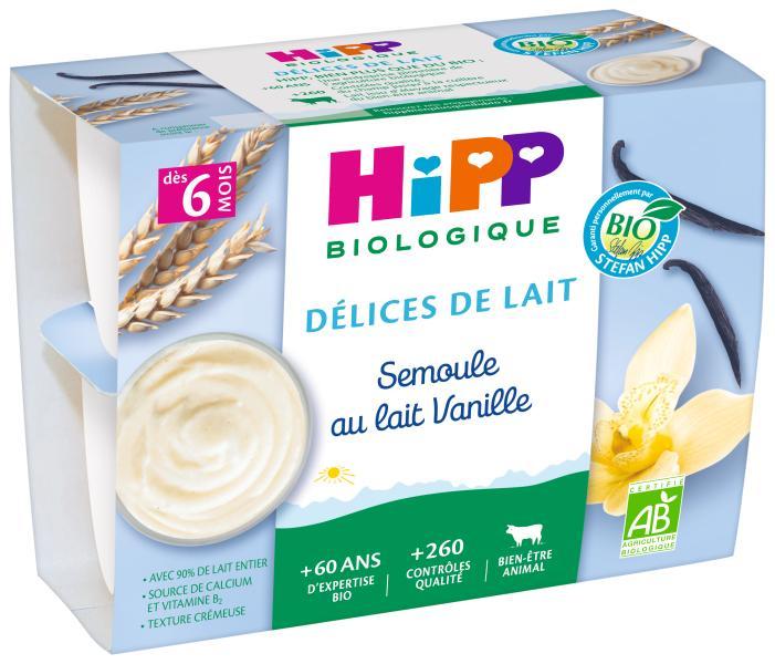 HiPP Dezert BIO mliečny krupicový s bourbon vanilkou 4x100g
