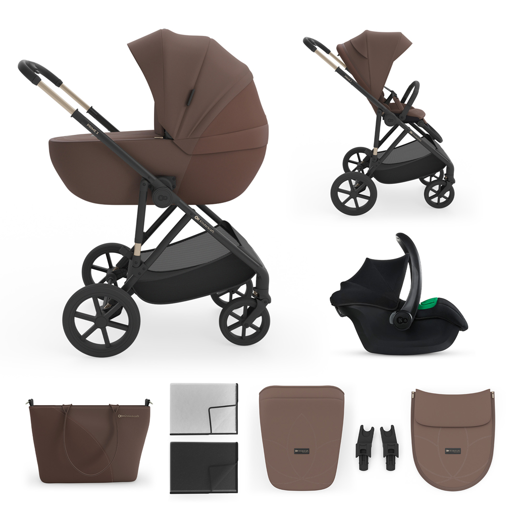 KINDERKRAFT Kočárek kombinovaný 3v1 Prime 3 Velvet Mocca