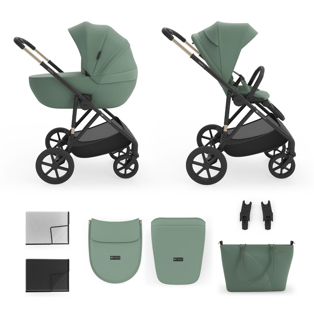 KINDERKRAFT Kočárek kombinovaný 2v1 Prime 3 Dark Green