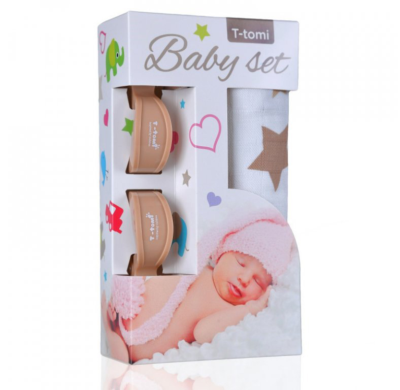 Obrázok T-tomi Baby Set - béžové hviezdičky (8594166542969)