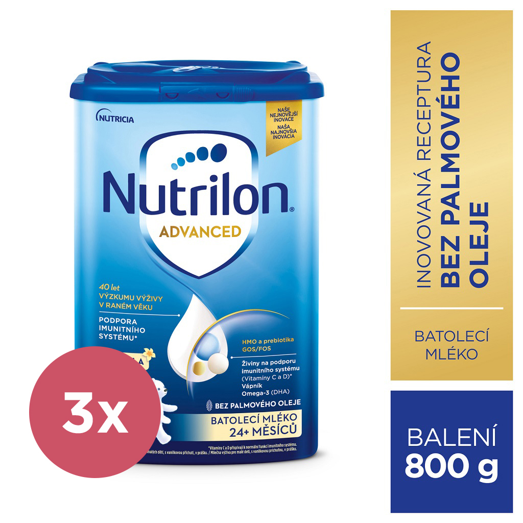 3x NUTRILON 4 Vanilla batoľacie mlieko 800 g, 24+