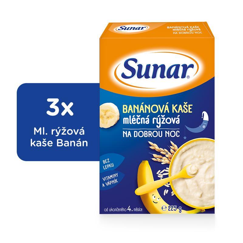 3x SUNAR Kaša mliečna na dobrú noc banánová 225 g