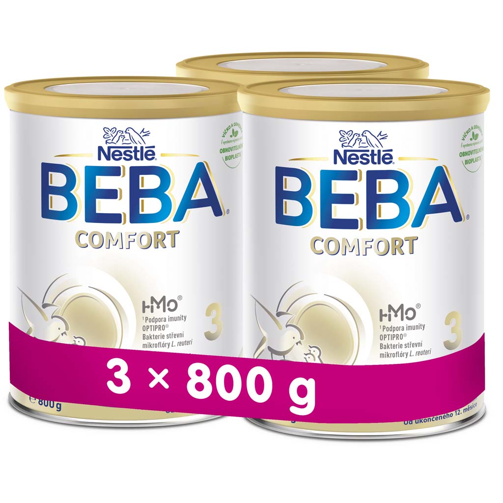 3x BEBA COMFORT HM-O 3 Mlieko batoľacie, 800 g