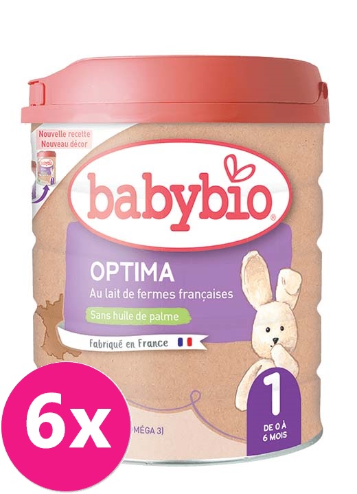 6x BABYBIO OPTIMA 1 dojčenské bio mlieko (800 g)