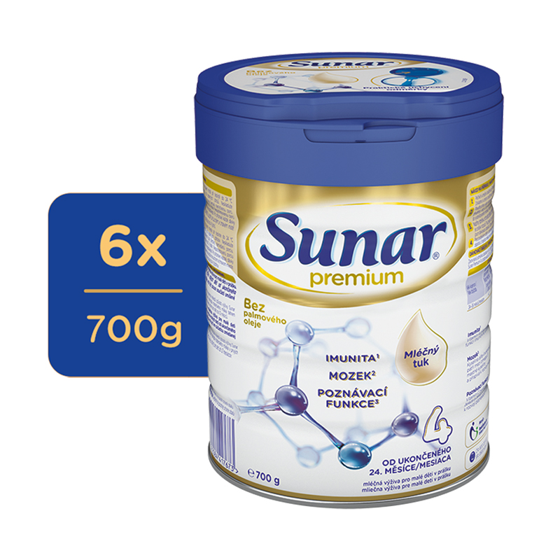 6x SUNAR Premium 4 Mlieko dojčenské 700 g