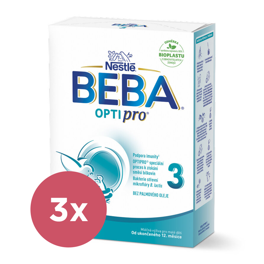 3x BEBA OPTIPRO® 3 Mlieko batoľacie, 500 g​