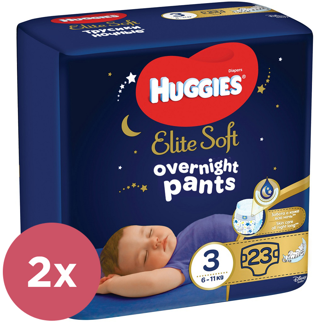 2x HUGGIES® Elite Soft Pants OVN Nohavičky plienkové jednorazové 3 (6-11 kg) 23 ks