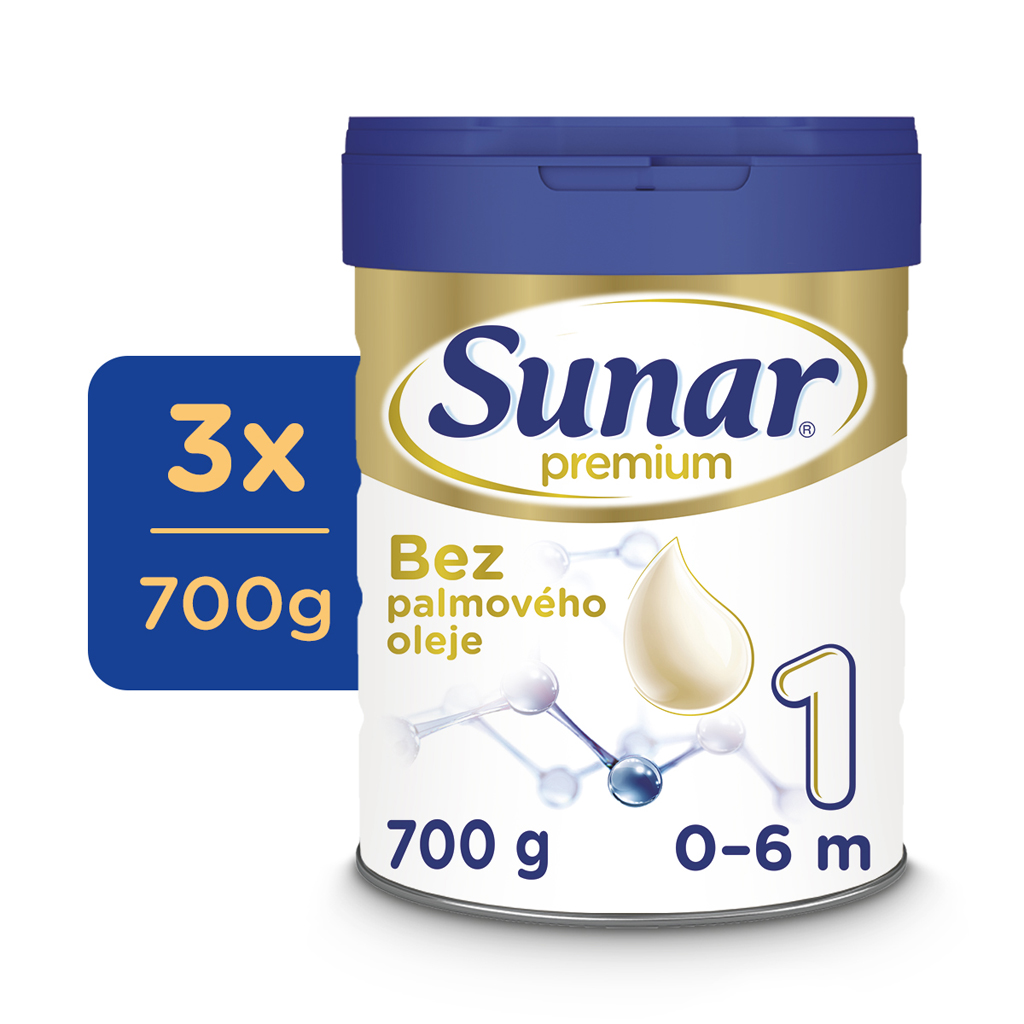 3x SUNAR Premium 1 Mlieko počiatočné 700 g