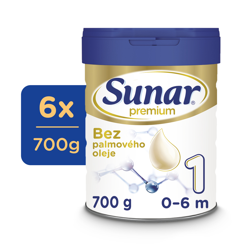 6x SUNAR Premium 1 Mlieko počiatočné 700 g