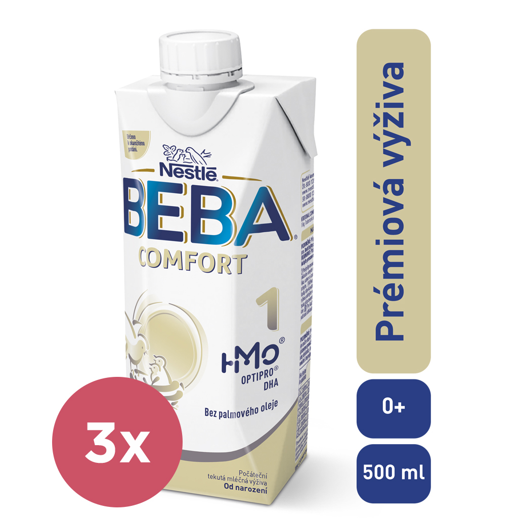 3x BEBA COMFORT HM-O 1 Mlieko počiatočné tekuté, 500 ml