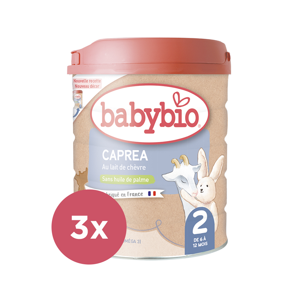 3x BABYBIO CAPREA 2 plnotučné kozie dojčenské bio mlieko 800 g