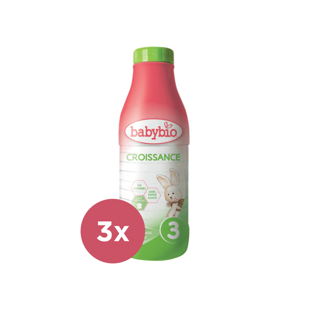 3x BABYBIO Croissance 3 tekuté dojčenské bio mlieko 1 l