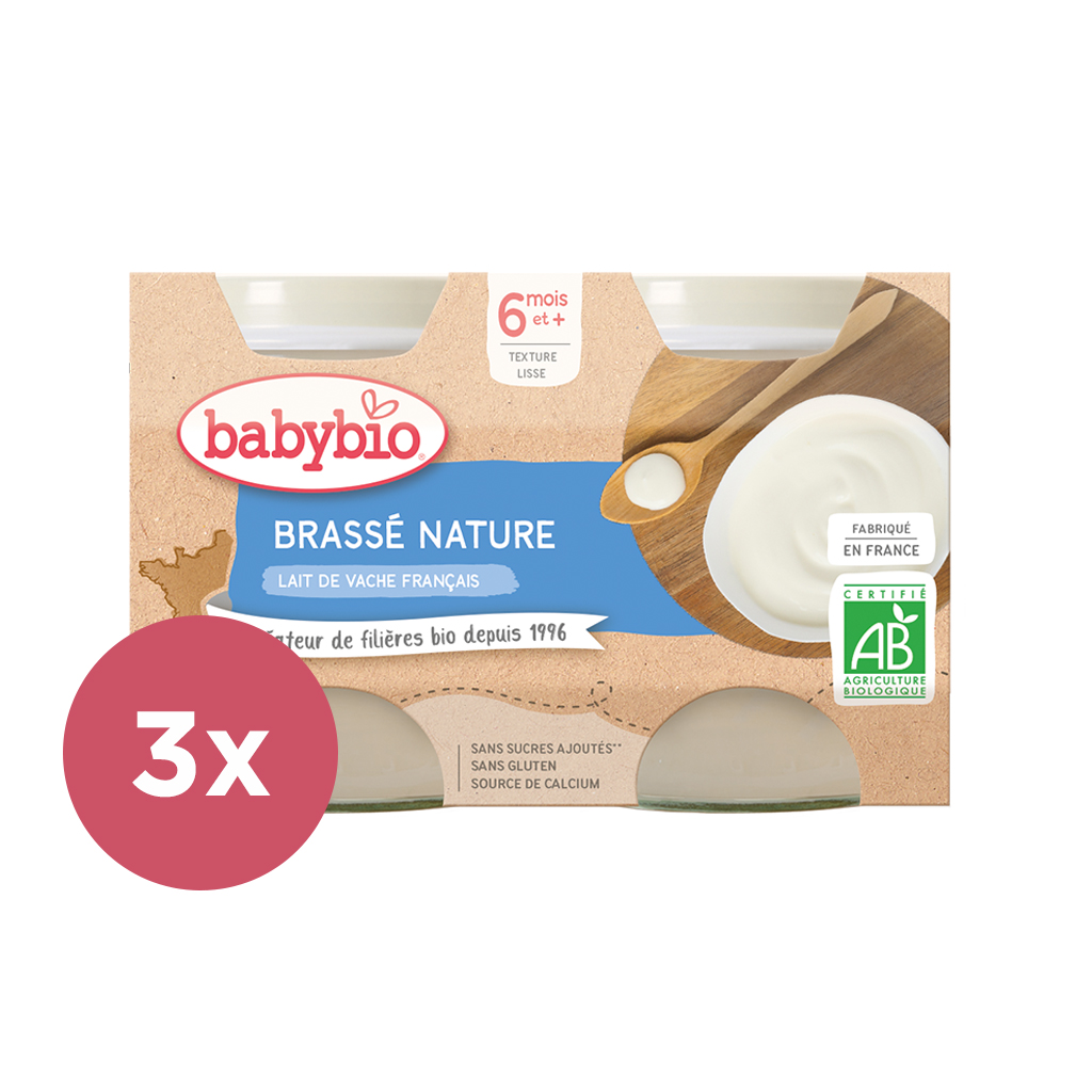 3x BABYBIO Brassé z francúzskeho mlieka natur 2x 130 g